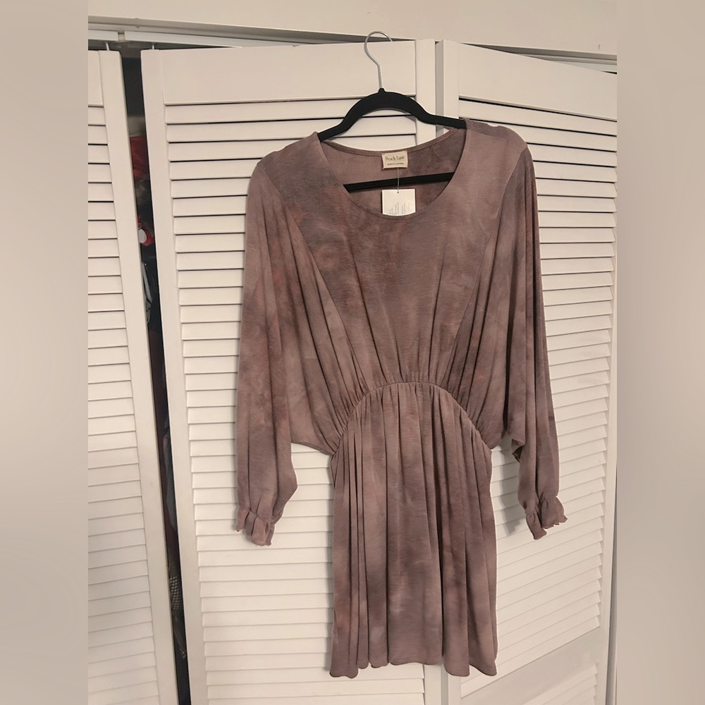 Nicole Miller Long Sleeve Brown Dress